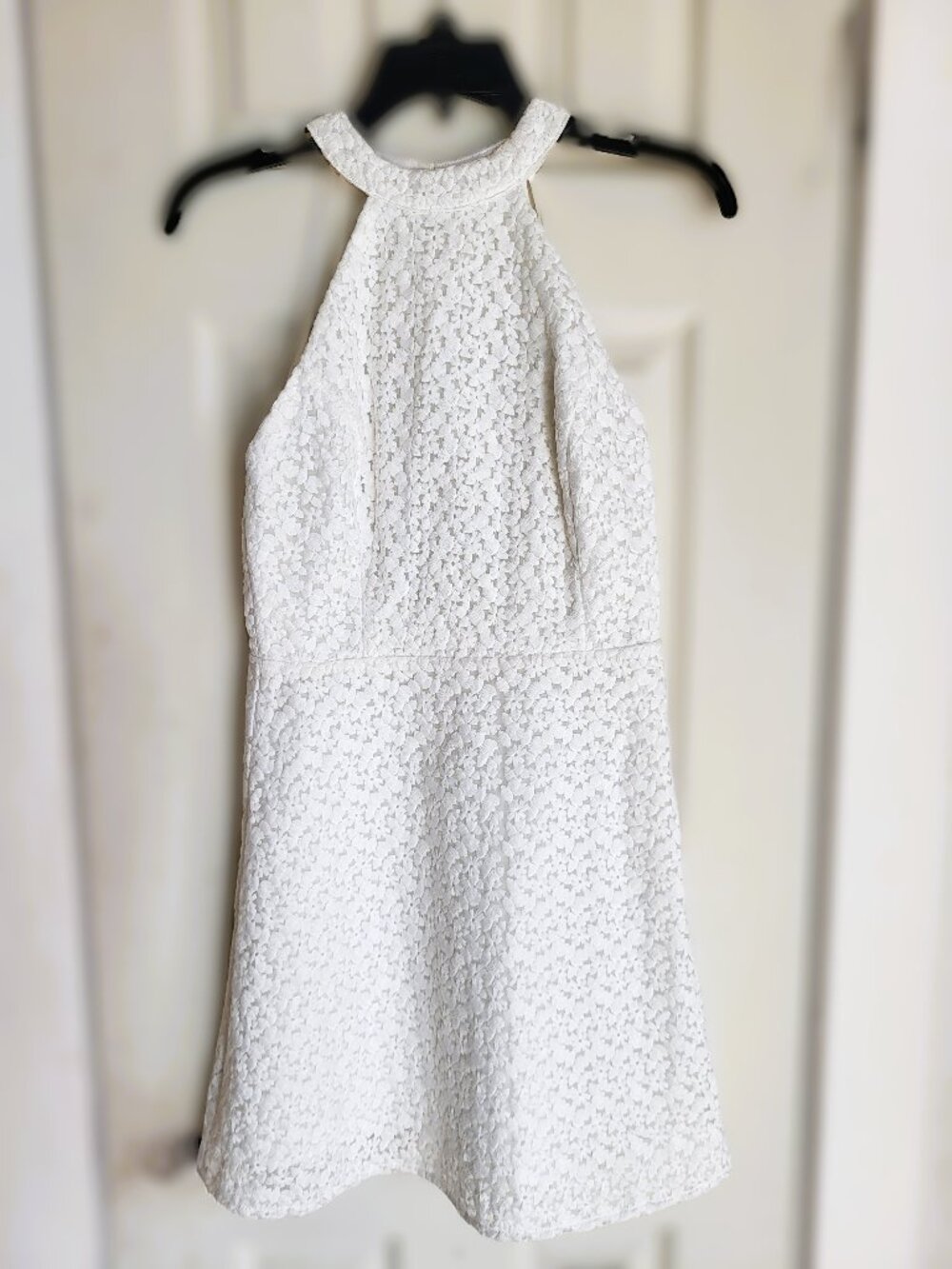 White Eyelet Lace Backless Mini Dress --XS Bridal